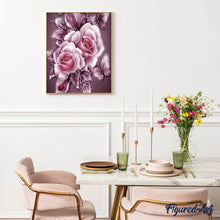 Load image into Gallery viewer, Diamond Painting - Silver flowers and butterflies
