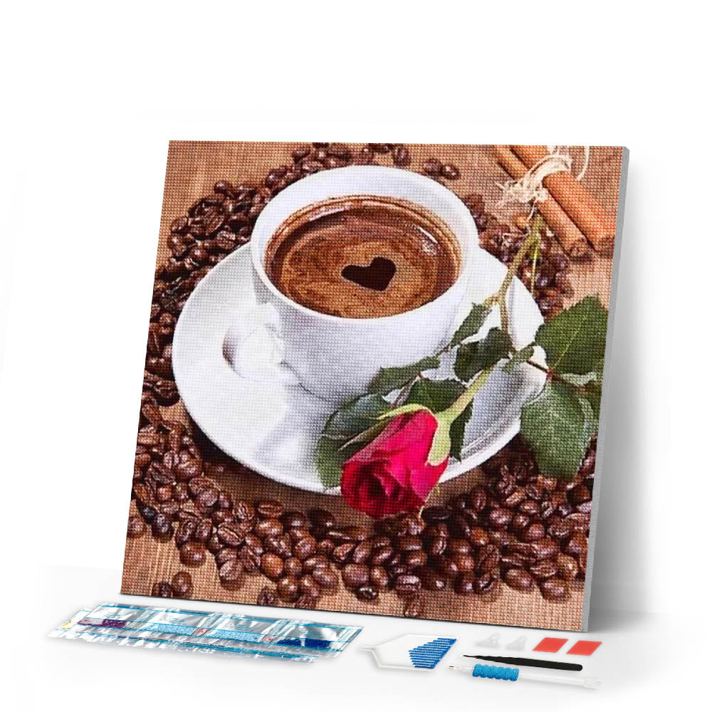 Diamond Painting | Diamond Painting - Coffee and Rose | Diamond Painting kitchen kitchen | FiguredArt