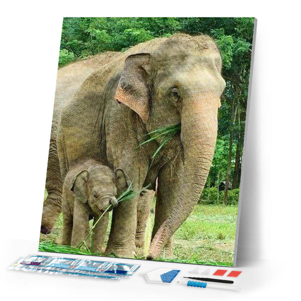 Diamond Painting | Diamond Painting - Elephant and Newborn | animals Diamond Painting Animals elephants | FiguredArt