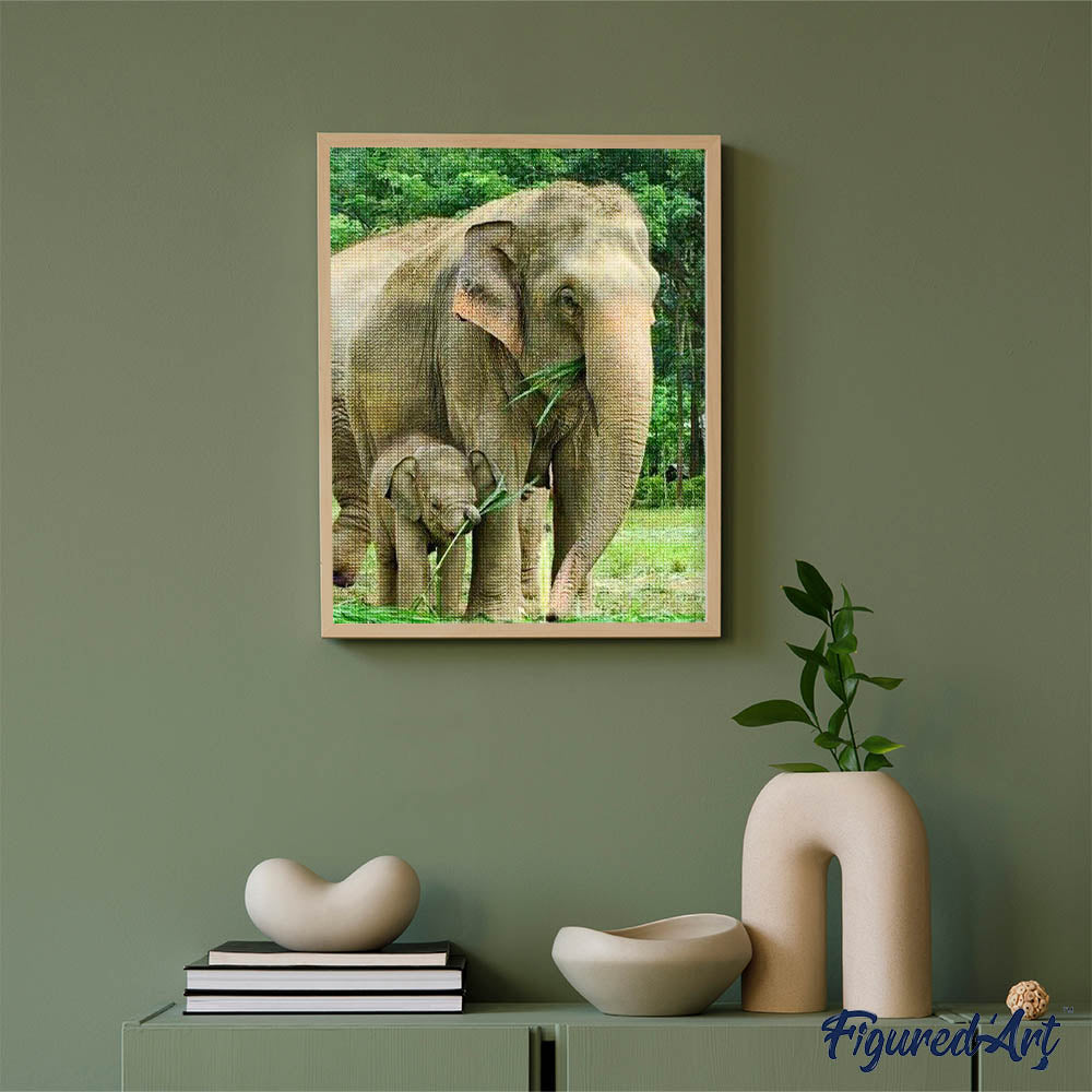 Diamond Painting - Elephant and Newborn