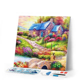 Diamond Painting | Diamond Painting - Colorful Country House | Diamond Painting Landscapes landscapes | FiguredArt
