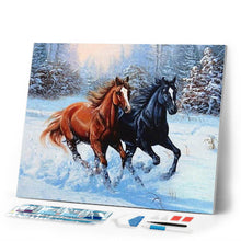 Load image into Gallery viewer, Diamond Painting | Diamond Painting - Two Horses in Winter | animals Diamond Painting Animals horses winter | FiguredArt