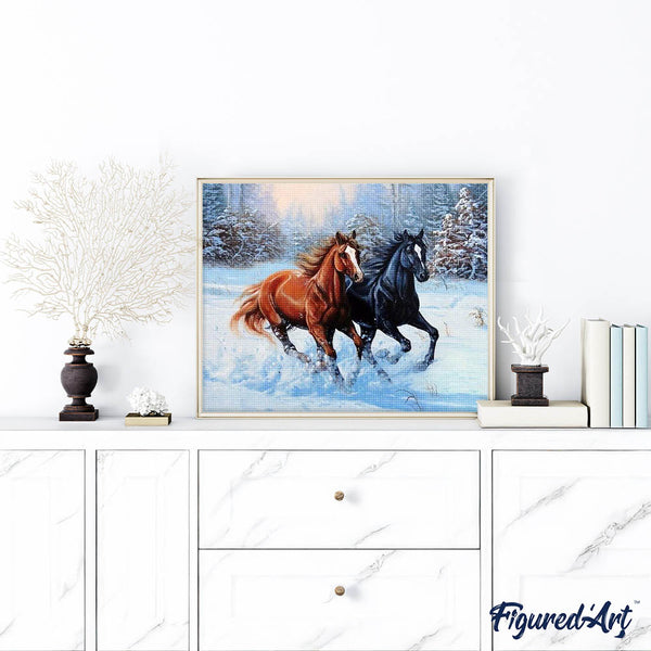Diamond Painting - Two Horses in Winter