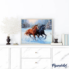 Load image into Gallery viewer, Diamond Painting - Two Horses in Winter