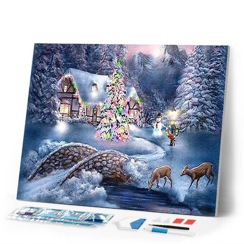 Diamond Painting | Diamond Painting - Chalet during Winter | Diamond Painting Landscapes landscapes winter | FiguredArt