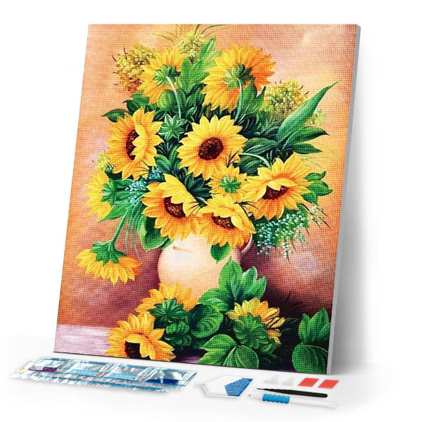 Diamond Painting | Diamond Painting - Sunflowers Vase | Diamond Painting Flowers flowers | FiguredArt