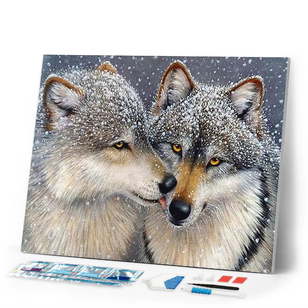 Diamond Painting | Diamond Painting - Wolves under the Snow | animals Diamond Painting Animals rabbits wolves | FiguredArt