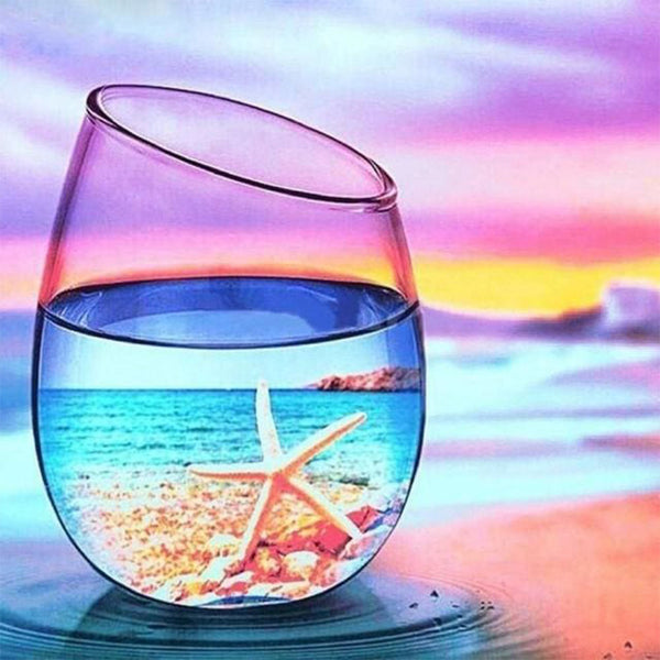 Diamond Painting - Glass of water and Starfish
