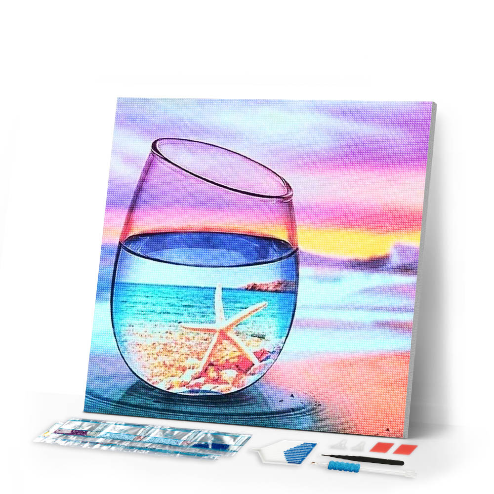 Diamond Painting | Diamond Painting - Glass of water and Starfish | animals Diamond Painting Animals Diamond Painting Landscapes landscapes
