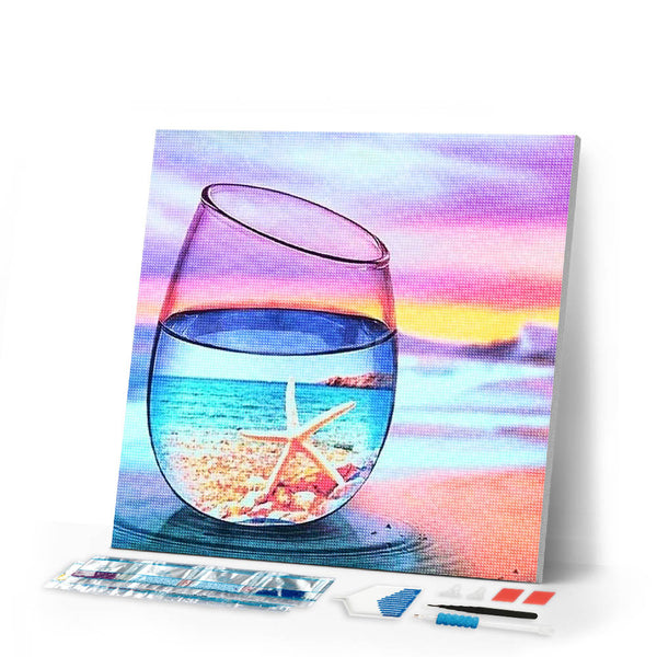 Diamond Painting | Diamond Painting - Glass of water and Starfish | animals Diamond Painting Animals Diamond Painting Landscapes landscapes