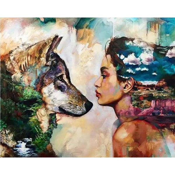 Diamond Painting - Young Woman and Wolf
