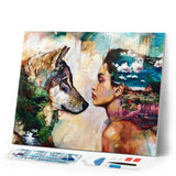 Diamond Painting | Diamond Painting - Young Woman and Wolf | animals Diamond Painting Animals Diamond Painting Romance rabbits romance |