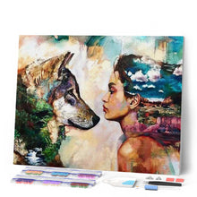 Load image into Gallery viewer, Diamond Painting - Young Woman and Wolf