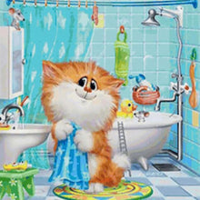 Load image into Gallery viewer, Diamond Painting | Diamond Painting - Cat in the Bathroom | animals cats Diamond Painting Animals | FiguredArt