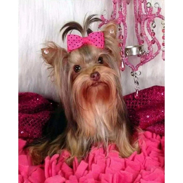 Diamond Painting - Dog and pink background