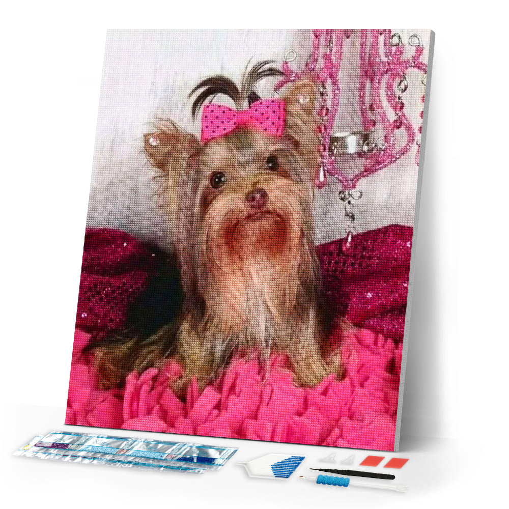 Diamond Painting - Dog and pink background