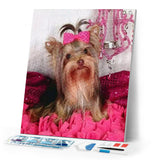 Diamond Painting - Dog and pink background