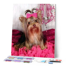 Load image into Gallery viewer, Diamond Painting - Dog and pink background