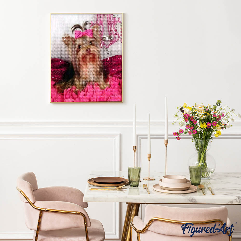 Diamond Painting - Dog and pink background