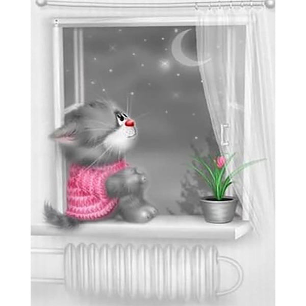Diamond Painting - Kitten Moonlight
