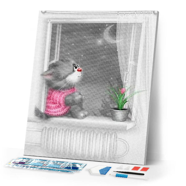 Diamond Painting | Diamond Painting - Kitten Moonlight | animals cats Diamond Painting Animals | FiguredArt