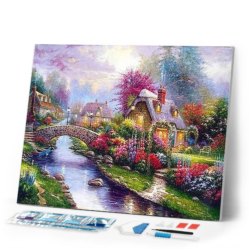Diamond Painting | Diamond Painting - Somewhere in the Countryside | Diamond Painting Landscapes landscapes winter | FiguredArt