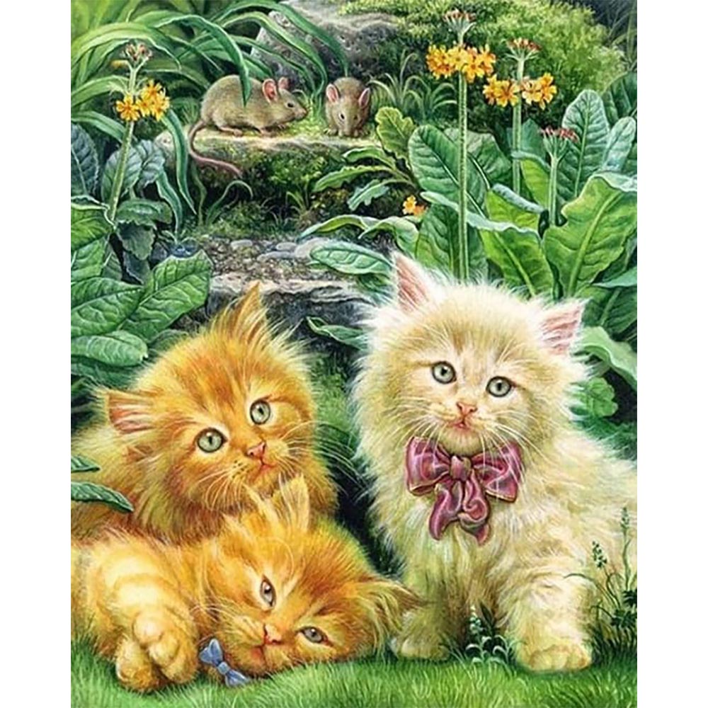 Diamond Painting - Cute Kittens in the Garden