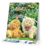 Diamond Painting | Diamond Painting - Cute Kittens in the Garden | animals cats Diamond Painting Animals | FiguredArt