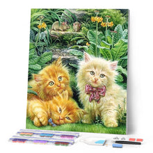 Load image into Gallery viewer, Diamond Painting - Cute Kittens in the Garden