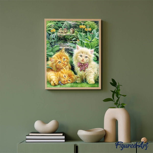Diamond Painting - Cute Kittens in the Garden
