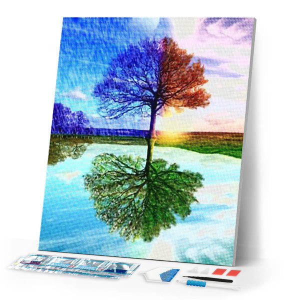 Diamond Painting | Diamond Painting - 4 Seasons Tree | Diamond Painting Landscapes landscapes trees | FiguredArt