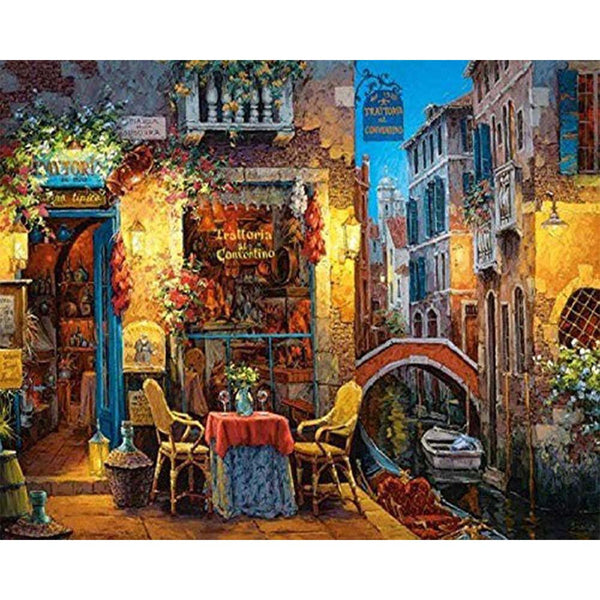 Diamond Painting - Table next to the canal