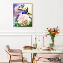 Load image into Gallery viewer, Diamond Painting - White flowers and blue birds