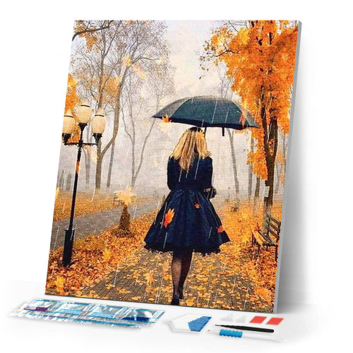 Diamond Painting | Diamond Painting - Woman in the Rain | Diamond Painting Landscapes landscapes | FiguredArt