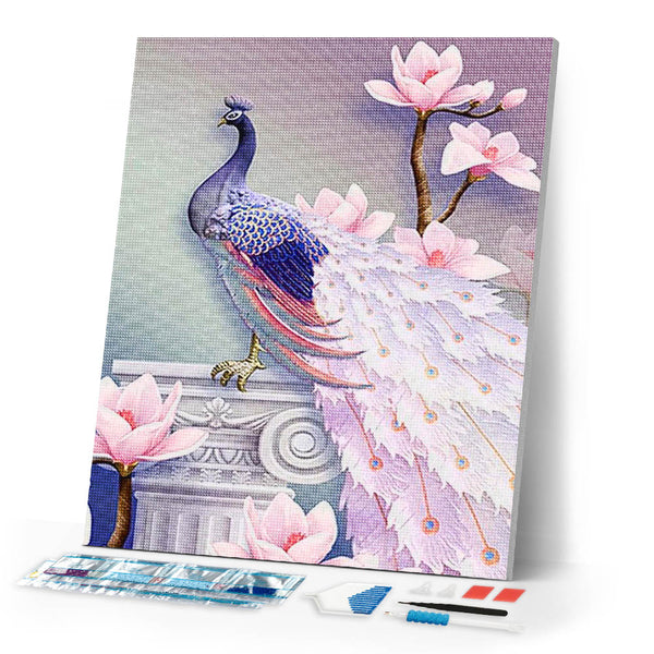 Diamond Painting - Pretty Peacock and Flowers