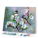 Diamond Painting | Diamond Painting - Small Birds and White Flowers | animals birds Diamond Painting Animals Diamond Painting Flowers