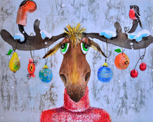 Load image into Gallery viewer, Diamond Painting - Moose and Christmas ornaments
