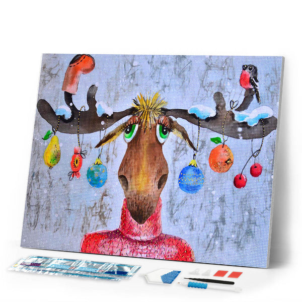 Diamond Painting - Moose and Christmas ornaments
