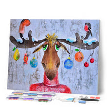 Load image into Gallery viewer, Diamond Painting - Moose and Christmas ornaments