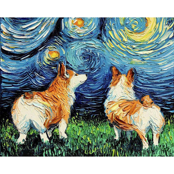 Diamond Painting - Dog and Starry Sky