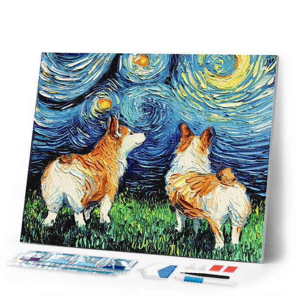 Diamond Painting - Dog and Starry Sky