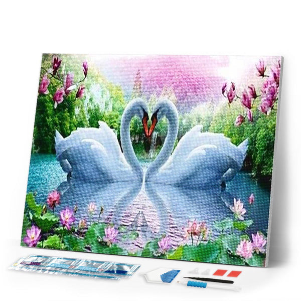 Diamond Painting | Diamond Painting - Love Swans | animals birds Diamond Painting Animals swans | FiguredArt
