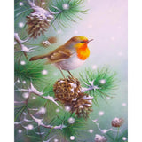 Diamond Painting - Small bird and Pine cones