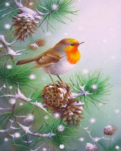 Load image into Gallery viewer, Diamond Painting - Small bird and Pine cones