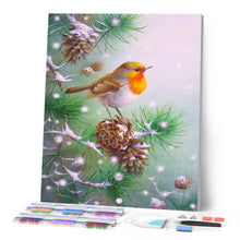 Load image into Gallery viewer, Diamond Painting - Small bird and Pine cones