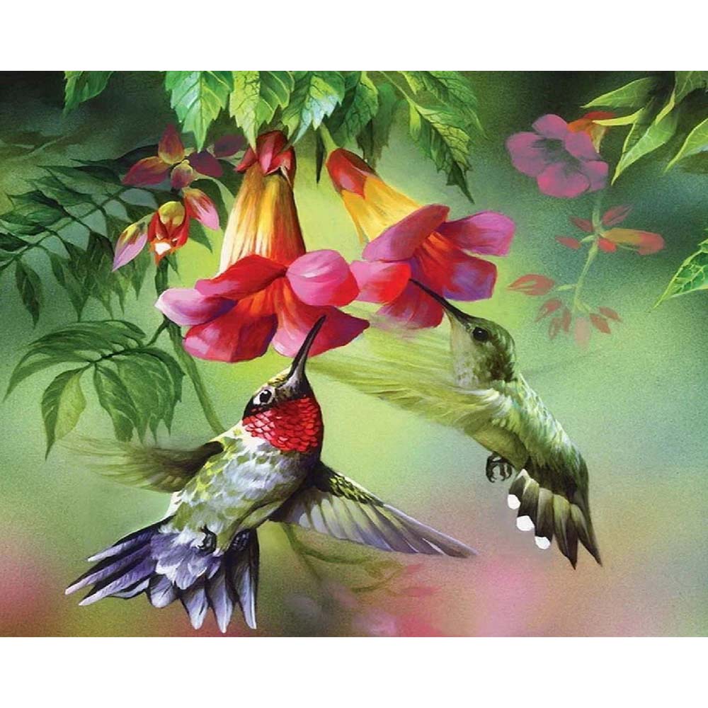 Diamond Painting - Colibris and their flowers