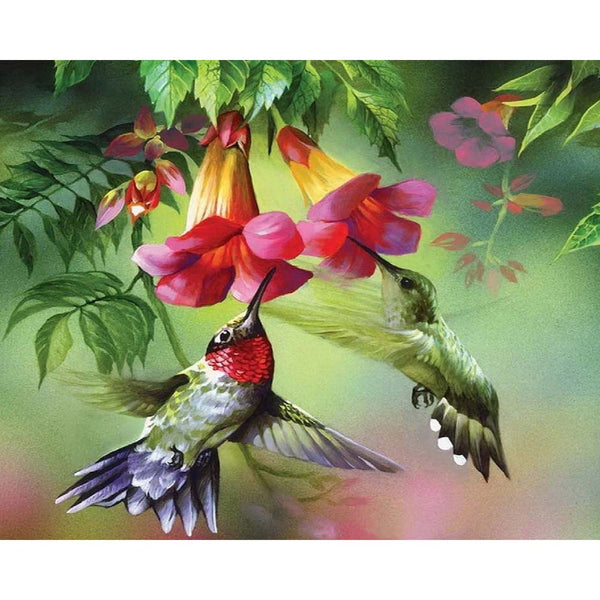 Diamond Painting - Colibris and their flowers