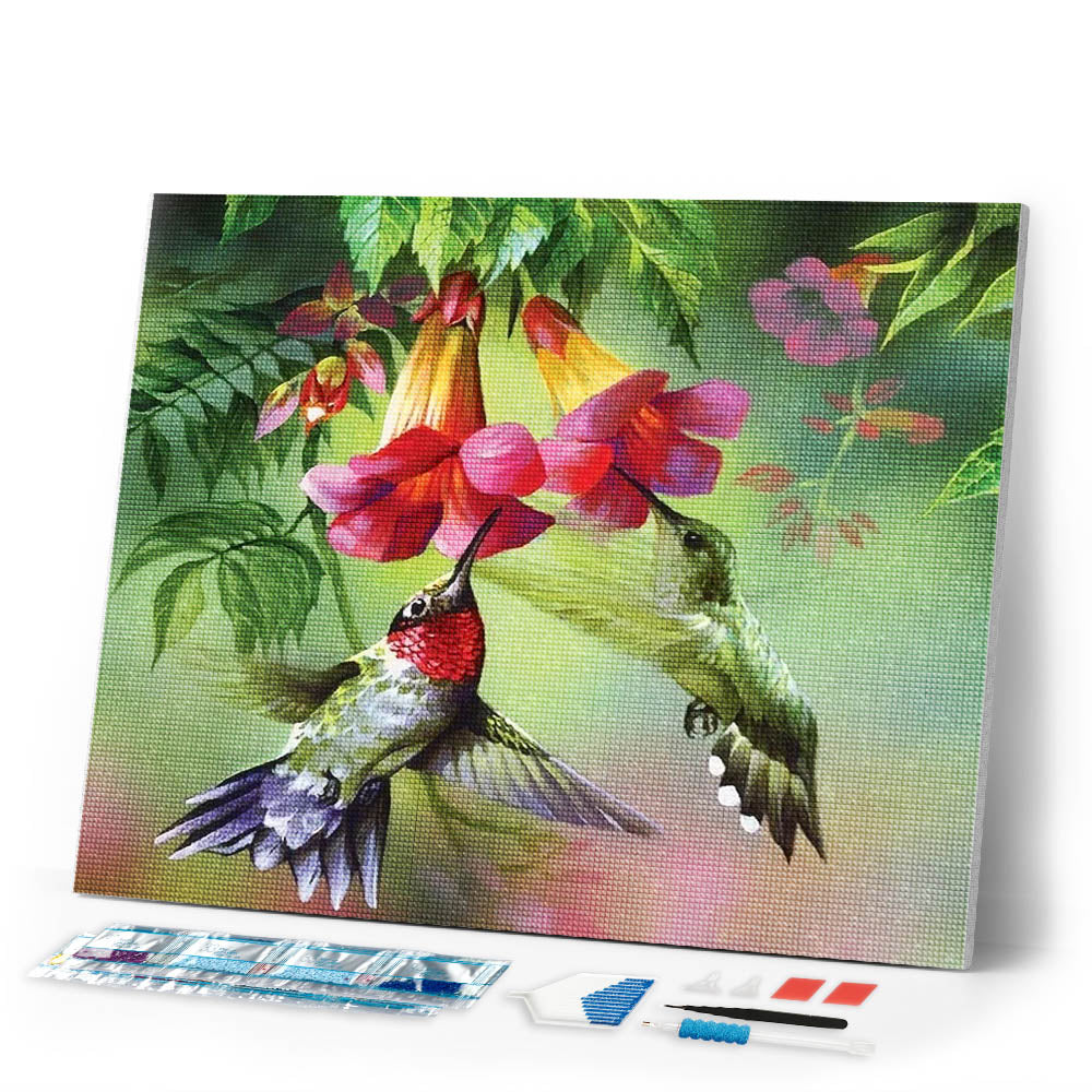 Diamond Painting - Colibris and their flowers
