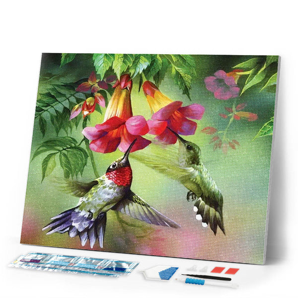 Diamond Painting - Colibris and their flowers