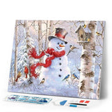 Diamond Painting | Diamond Painting - Snowman in the Forest | Diamond Painting Landscapes landscapes winter | FiguredArt